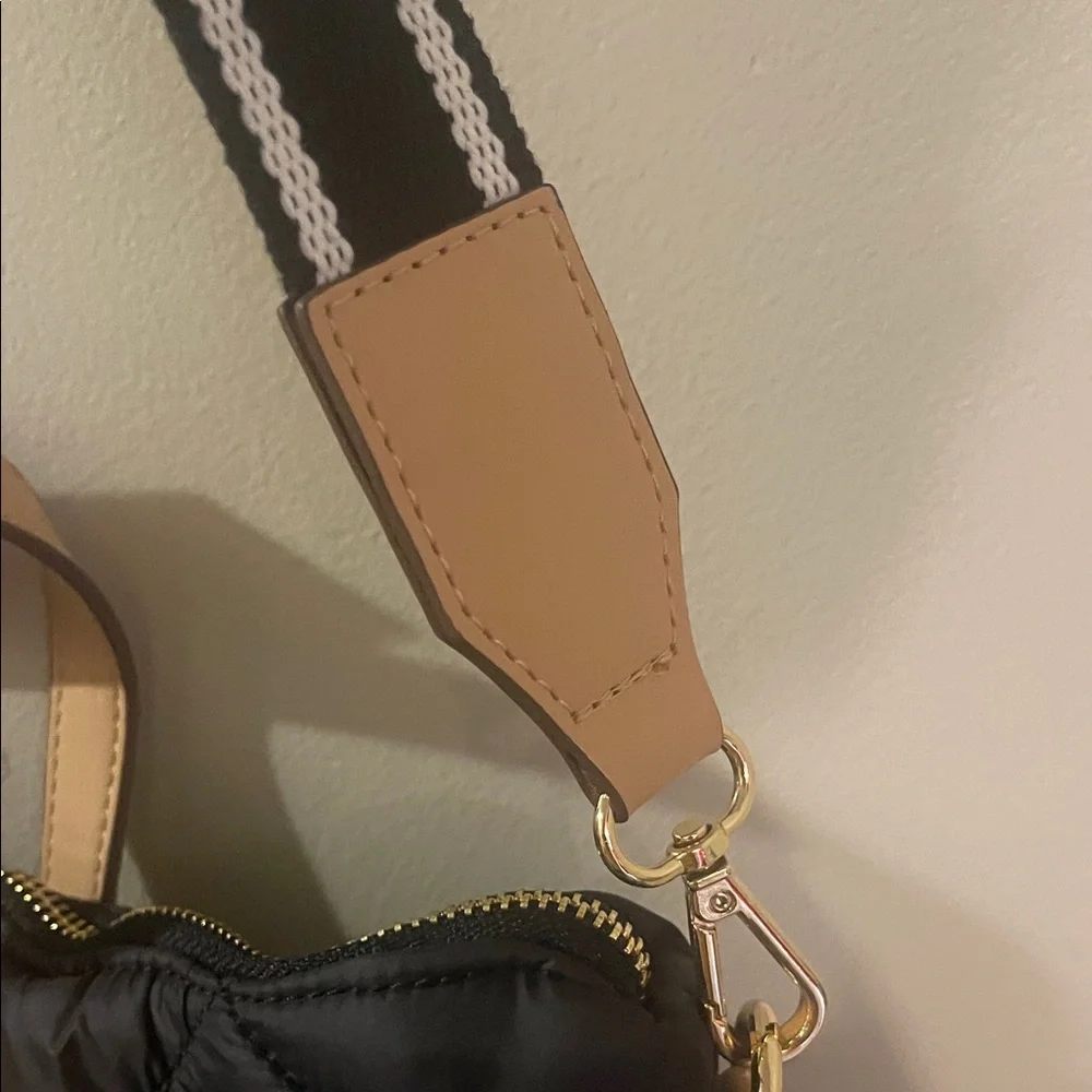 Ann Klein Black Quilted Tote Bag with Tan Accents - Picture 7 of 12